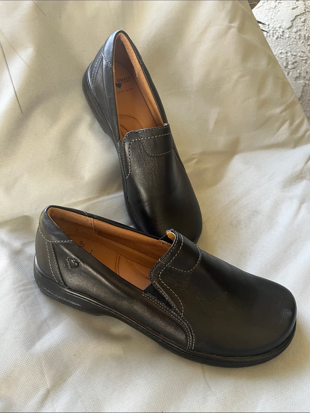 Womens nurse mate Black Slip-On Work Shoes - Comfortable Professional Loafers